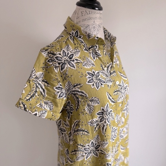 Tahari 100% linen Green and Black Floral Mini Dress - Picture 5 of 5